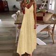 thumbnail image 2 of AherBiu Robe Maxi pour Femmes à Oeillets, Col en V, Bretelles Spaghetti, Robe d'Été Bohème pour la Plage et les Vacances, Longue, 2 of 6
