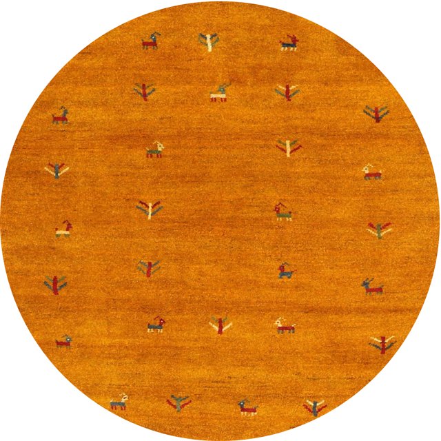 Ahgly Company Indoor Round Contemporary Orange Red Abstract Area Rugs, 7' Round