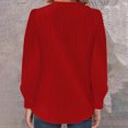 thumbnail image 4 of Yuyuzo Womens Puff Long Sleeve Shirts Collared Button V Neck Tunic Tops Textured Loose Fall Blouses, 4 of 7