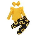 thumbnail image 2 of Yuyuzo Baby Girl Clothes Infant Newborn Ruffle Outfit 2 Piece Fall Winter Spring Ribbed Knit Tops Pants Set Cute Headband, 2 of 7
