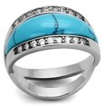 thumbnail image 1 of Alamode LOA882-7 Bague en Laiton Rhodié pour Femmes avec Synthétique en Bleu Mer - Taille 7, 1 of 1