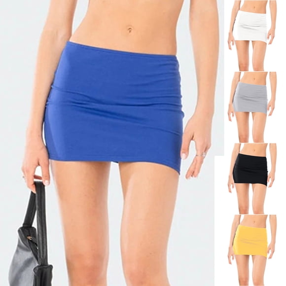 QATAINLAV Women's Mini Skirts Low Rise Bodycon Pencil Short Skirt Going Out Micro Skorts Streetwear, White, M, Gifts for Mom