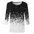 thumbnail image 4 of Hauts de Sortie pour Femmes Mode T-shirt Imprimé Manches 3/4 Blouse Col Rond Hauts Décontractés Hauts Sexy pour Femmes en Solde, 4 of 5