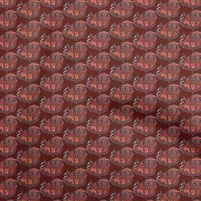 oneOone Georgette Viscose Maroon Fabric Floral Sewing Material Print Fabric By The Yard 42 Inch Wide
