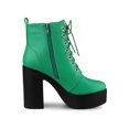 thumbnail image 3 of Unique Bargains Bottes de Combat à Plateforme à Talon Haut Épais à Lacets pour Femme Vert US 6, 3 of 7