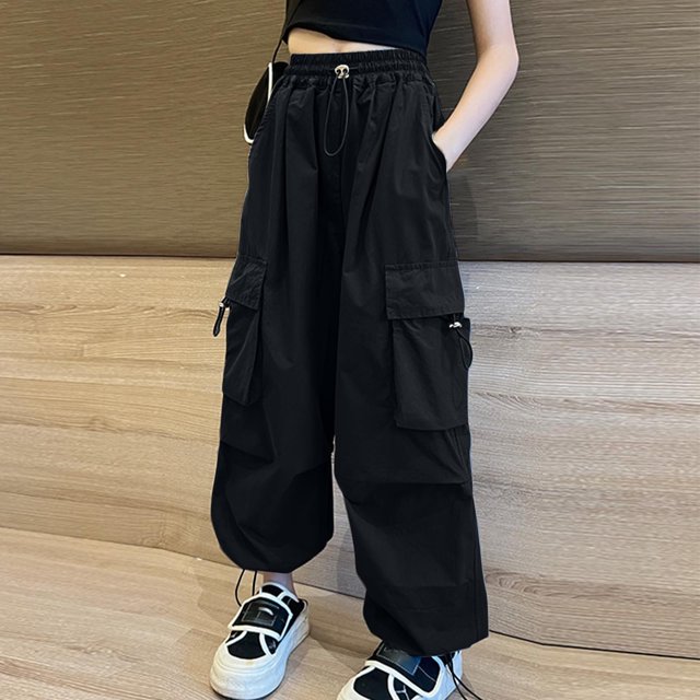 RXIRUCGD Salopettes pour Filles Enfants Super Cool Pantalons à Bas Resserrés Pantalons de Danse de Rue pour Enfants Pantalons de Tenue Décontractée ( Noir, Taille : 11 Ans )