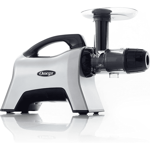 Omega Cold Press Masticating Horizontal Juicer with Nutrition System, 200W Low-Speed 3-Stage Augur, in Silver (NC1000HDS)