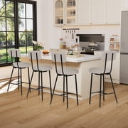 QinaQin 37 Inch Modern Counter Height Bar Stools, Upholstered Barstools with Back, Footrest and Metal Legs