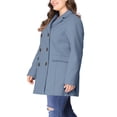 thumbnail image 4 of GRACE & GRANDEUR Women's Plus Peacoat Notched Lapel Double Breasted Mid Length Overcoat, 4 of 6