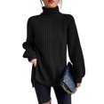 thumbnail image 1 of Innerwin Chandails à Col Roulé pour Femmes Chandail de Travail Manches Longues Ample Tricoté Noir 2TG, 1 of 4