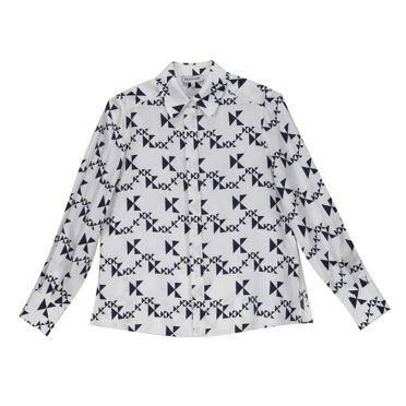 Dice Kayek Women's Navy Monogram Dress Shirt - 40