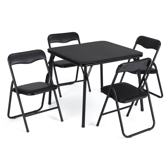 YUSAZENS Ensemble Pliant de Table et Chaises de Cartes 5 Pcs pour Garçons et Filles, Ensemble d'Activités Rembourré avec Cadre Métallique Portable, Idéal pour Manger, Lire et Jouer à l'Intérieur et à l'Extérieur, Noir