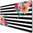 thumbnail image 1 of Floral Extended Gaming Mouse Pad Large Keyboard Mousepad Desktop Mat, Non-Slip Rubber Base with Stitched Edge XXL Black Large Desk Pad for Work/Office/Home 31.5x15.75 Inch, Beautiful Flower, 1 of 5