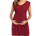 thumbnail image 1 of Dvkptbk Robe de Maternité d'Été Sans Manches pour Femmes, Débardeur de Grossesse, Vêtements pour Maman, Mode pour Dames, Couleur Unie Plissée, Coton, Col Rond, Robe de Maternité Sans Manches - Soldes d'Été Liquidation, 1 of 7