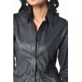 thumbnail image 1 of Chemise en Cuir Noire pour Femme, 1 of 8