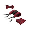 thumbnail image 1 of SNNROO Mens Adjustable Paisley Bow Tie  Pocket Square and Clips Suspenders, 1 of 3