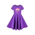 thumbnail image 1 of Robe Fille Violette Arc-en-Ciel Cœur Happy Day Coton Manches Courtes Décontractée 7 Ans, 1 of 8