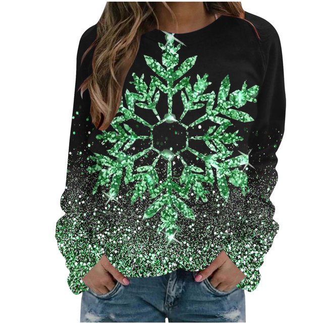 Pisexur Chandail en Molleton de Noël pour Femmes Sans Capuche Imprimé Graphique Vacances Col Rond Chandail en Molleton Ample Surdimensionné Automne Mode Décontracté Chandail-Over Manches Longues pour Femmes
