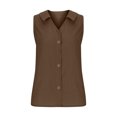 thumbnail image 4 of Yuyuzo Womens Button down Tank Tops V Neck Collared Basic Tees Summer Sleeveless Casual Tunic Tops, 4 of 6