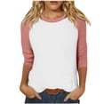 thumbnail image 1 of FNFYFH Liquidation Walmart + Offres de la Semaine T-Shirts de Baseball à Manches 3/4 pour Femmes 2025 Été Décontracté Col Rond Chandail Athlétique Manches Raglan Hauts Légers Blouses à Empiècements, 1 of 7