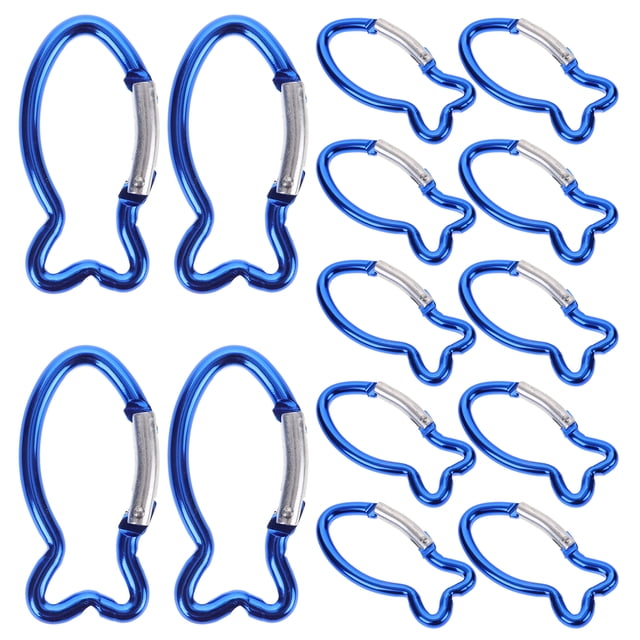 15 Pcs Boucles de Camping en Forme de Poisson, Boucles à Pression, Pinces à Crochet, Boucles Suspendues à Ressort, Pinces d'Extérieur