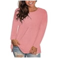 thumbnail image 1 of Long Sleeve Tops for Women Solid Color Casual Crew Neck T Shirts Fall Winter Basic Tees, 1 of 6
