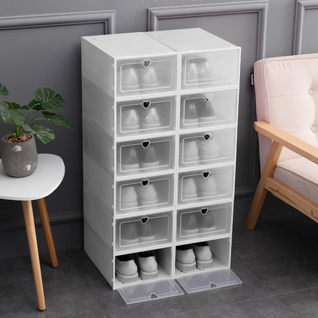 Birdeem Plastic Storage Drawers,Plastic Storage Drawers,Transparent Plastic Shoe Box Organizer Large Peach Shoe Box Flip Drawer Shoe Box Household Shoe Box Thick Storage Boxes,Organizers and Storage
