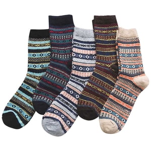 Aocisk Chaussettes en tricot de laine pour femmes 5-Pack Longueur d'équipage douce et thermique confortable pour un confort quotidien