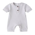 thumbnail image 1 of Baby Girl Boy Solid Romper Short Sleeve Jumpsuit Button Cotton Clothing, 1 of 6