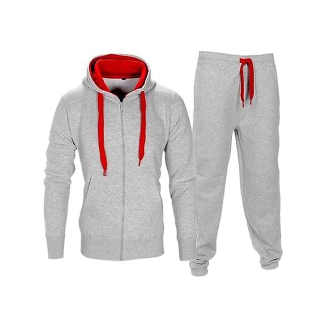 Innerwin Hoodies Color Block Men Sweatsuit Sports Zip Up Regular Fit Tracksuit Set Style-O L