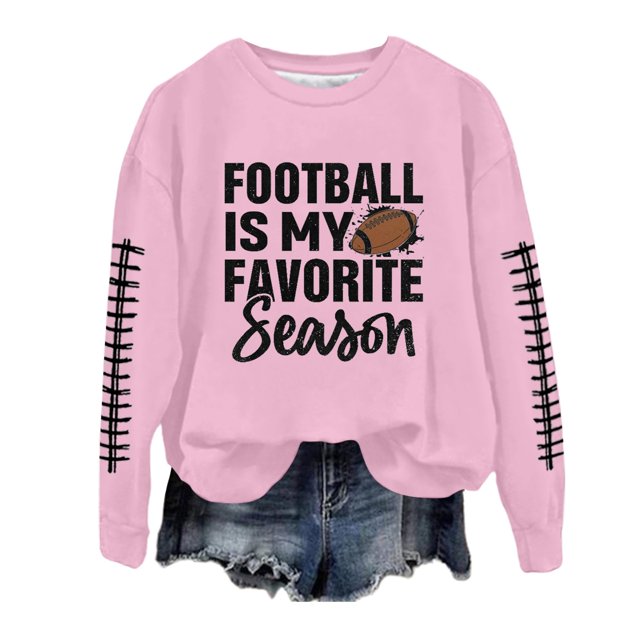 WEAIXIMIUNG Sweatshirts pour Femmes Pull à Manches Longues Hoodies Femmes Sweatshirts à Manches Longues Col Rond Décontracté Football Graphique Imprimé Pull Léger Sweatshirts Blouse Top