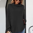 thumbnail image 2 of TIMIFIS Turtleneck Sweater Women Oversized Sweaters Fall Long Sleeve Spilt Hem Tunic Pullover Sweater Knit Tops Ribbed Knit Pullover Sweater Jumper Tops OuterwearFall/Winter, 2 of 5