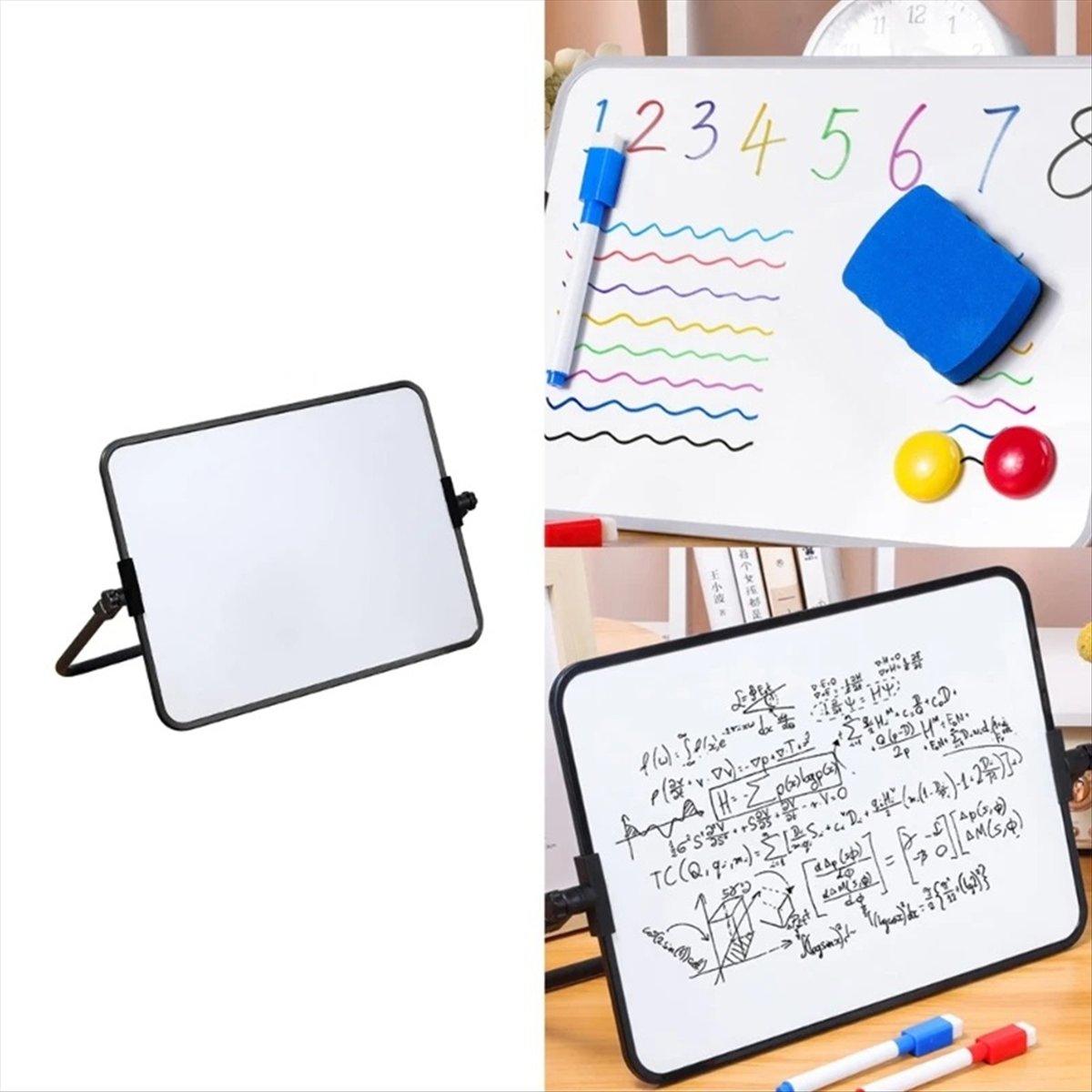 Dry Erase White Board with Stand Erasable Whiteboard with Support School Presentation Board Desk Stable A4 Size