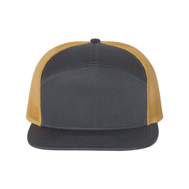 Richardson Seven-Panel Trucker Cap, One Size, CharcoalOld Gold