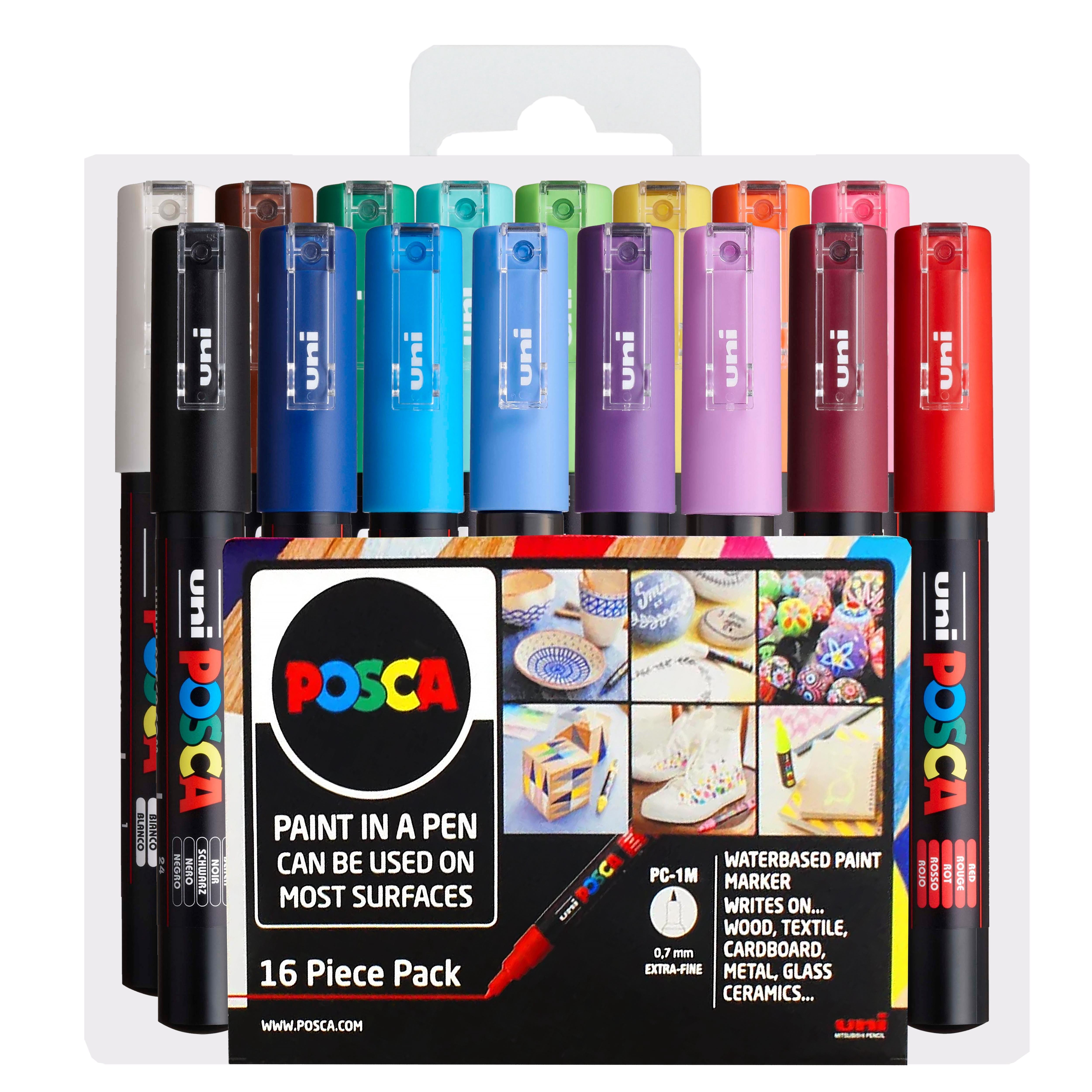 POSCA PC-1M Paint Marker Art Pens - 0.7mm - Starter Set of 16 in Wallet