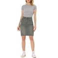 thumbnail image 2 of Unique Bargains Women's Basic Distressed High Waist Ripped Hem Washed Denim Skirt, Grey, S, 2 of 6