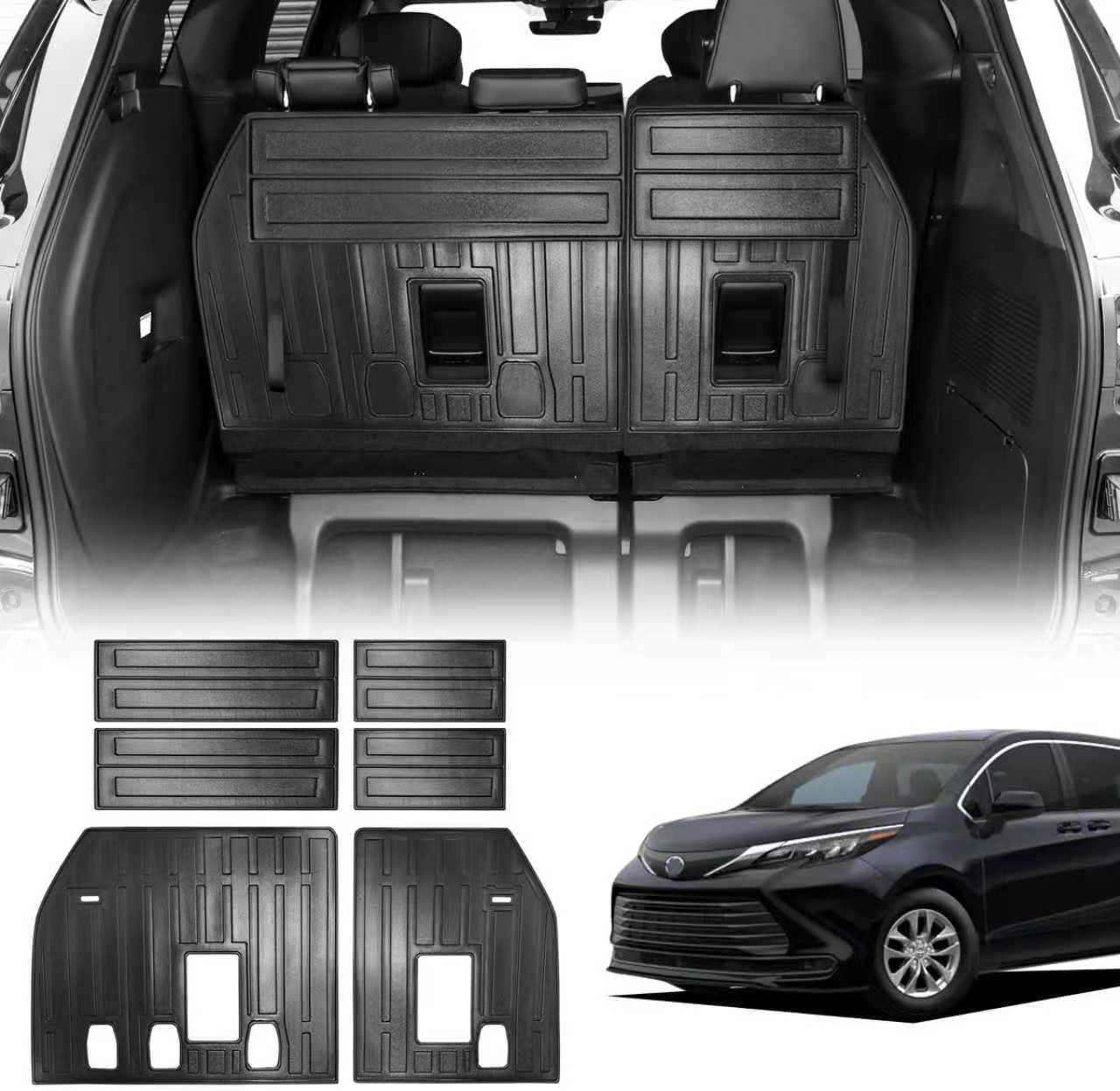 Backrest Mat Compatible with 2021-2025 Toyota Sienna All Weather TPE Seat Protector 7/8 Seater with Spare Tire Auto Accessories