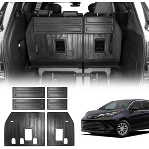 Backrest Mat Compatible with 2021-2025 Toyota Sienna All Weather TPE Seat Protector 7/8 Seater with Spare Tire Auto Accessories