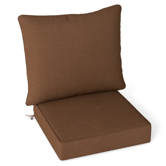 Gymax Deep Seat Chair Cushion Pads Set Indoor/Outdoor w/ Rope Belts Brown