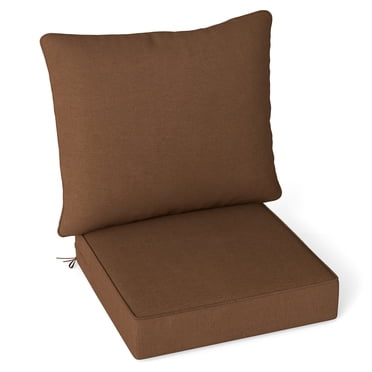 Gymax Deep Seat Chair Cushion Pads Set Indoor/Outdoor w/ Rope Belts Brown