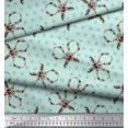 thumbnail image 2 of Soimoi Green polyester Crepe Fabric Floral Scissor & Dots Printed Craft Fabric by the Yard 52 Inch Wide, 2 of 5