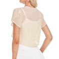 thumbnail image 3 of Kcodviy Women Solid Short Sleeve Casual Cardigans Cropped Bolero Open Front Duster Sweater Cardigan Chiffon Cardigan, 3 of 5