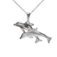 thumbnail image 1 of Collier Pendentif Dauphins Nageurs en Argent Sterling, 18 Pouces, 1 of 1
