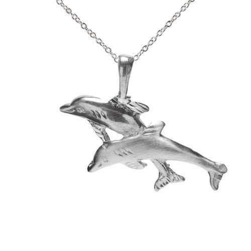 Collier Pendentif Dauphins Nageurs en Argent Sterling, 18 Pouces
