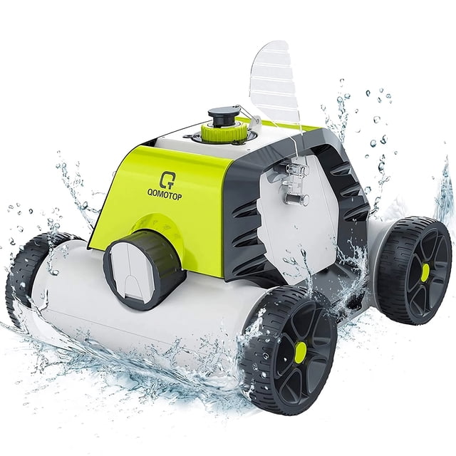 TOYTEXX Aspirateur de Piscine Automatique Sans Fil pour Piscines jusqu'à 800 Pi2. un Nettoyeur de Piscine compact Sans Fil Bleu et Vert avec Grandes Roues et Poignée Flottante, Conçu pour les Piscines à Fond Plat. les Caractéristiques Incluent une Technologie d'Amarrage Automatique Intelligente, Deux Grandes Portes d'Aspiration et une Brosse Inférieure pour un Nettoyage Efficace des Feuilles, de la Saleté et du Sable. Convient aux Piscines jusqu'à 860 Pi2 et une Profondeur d'Eau Maximale de 2 Mètres. Comprend une Corde de Remorquage, une Plaque de Balançoire et un Adaptateur.