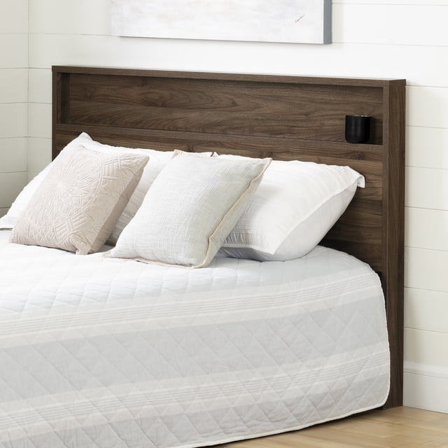 South Shore Tao Full/Queen Headboard with Open Storage Space, in Natural Walnut