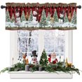 thumbnail image 4 of Christmas Snowman Valance Kitchen Curtains for Windows, Christmas Tree Rod Pocket Valances Window Treatments Red Xmas Snowy Winter Short Curtains For Bedroom/ Living Room, 54" X 18" -1 Panel, 4 of 5