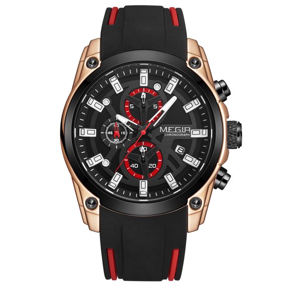 MEGIR 2144 Men's Watch Multifunctional Chronograph Watch Fashionable Quartz Dress Wristwatch 3ATM Waterproof Sports Watch