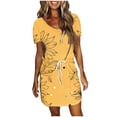 thumbnail image 1 of DPTALR Robe Mi-Mollet à Manches Courtes et Col en V pour Femmes, Jupes Courtes Rétro pour Dames, Jolies Robes d'Été pour Sorties pour Filles, 1 of 4
