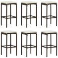 thumbnail image 5 of vidaXL Ensemble de Bar de Jardin 7 Pcs avec Coussins Marron, 5 of 5